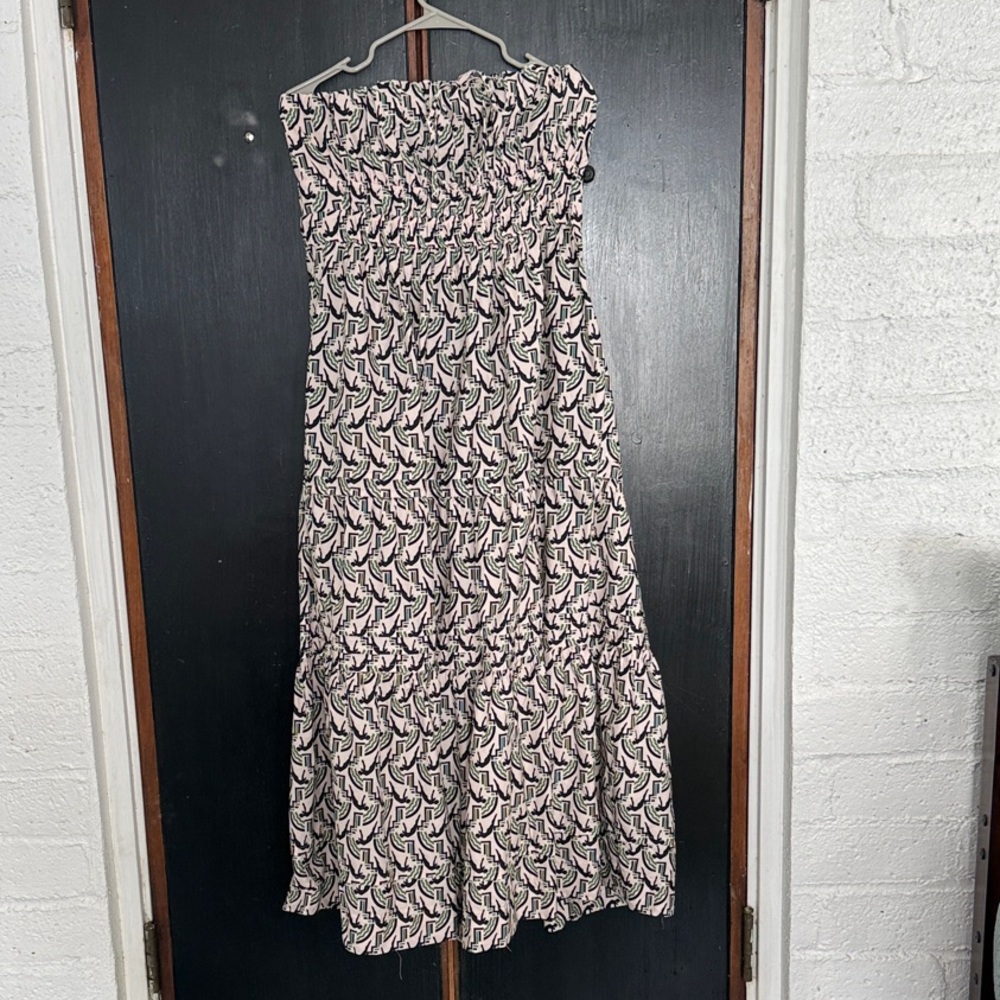 Anthropologie Black and White Strapless Dress